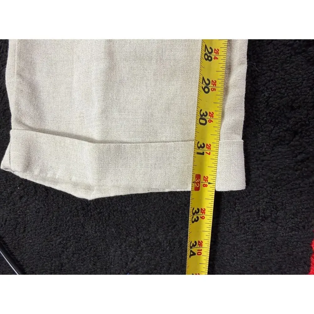 Dockers Pants Mens 36x32 Cream Linen Blend Cotton Pleated Casual Beach Cuffed